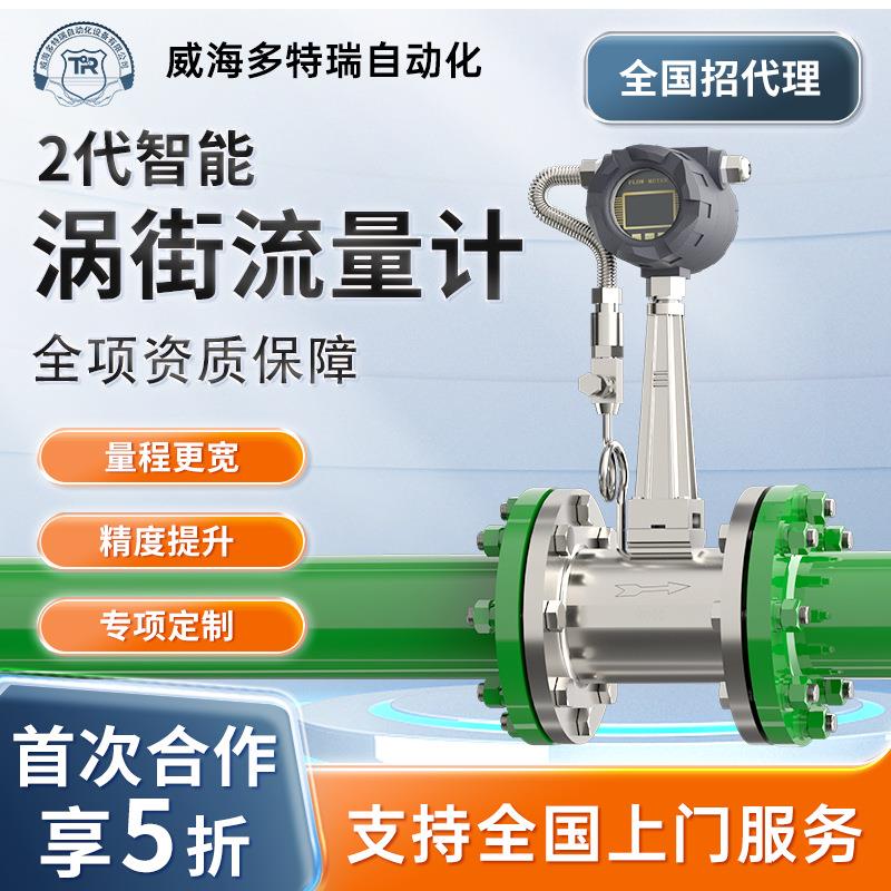 智能涡街流量计法兰压缩空气氮气蒸汽气体液体高精度涡街流量计