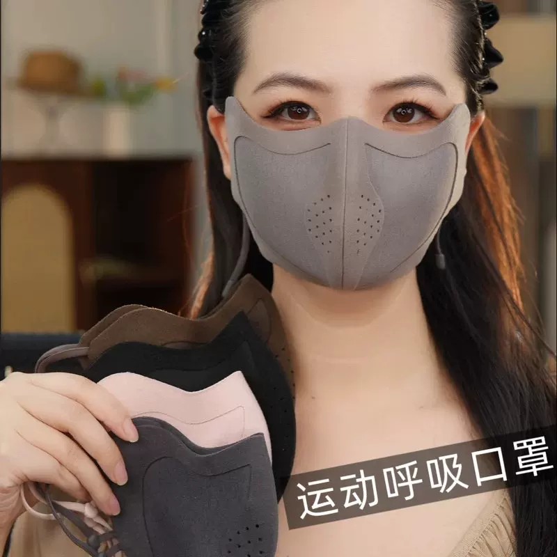 护眼角保暖口罩女秋冬季高颜值透气无痕3D立体显脸小户外骑行面罩