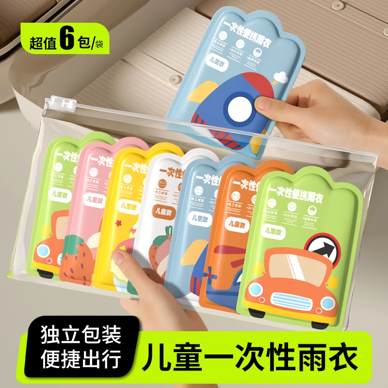 儿童一次性雨衣卡片便携全身防水宝宝旅行漂流雨披小学生上学专用