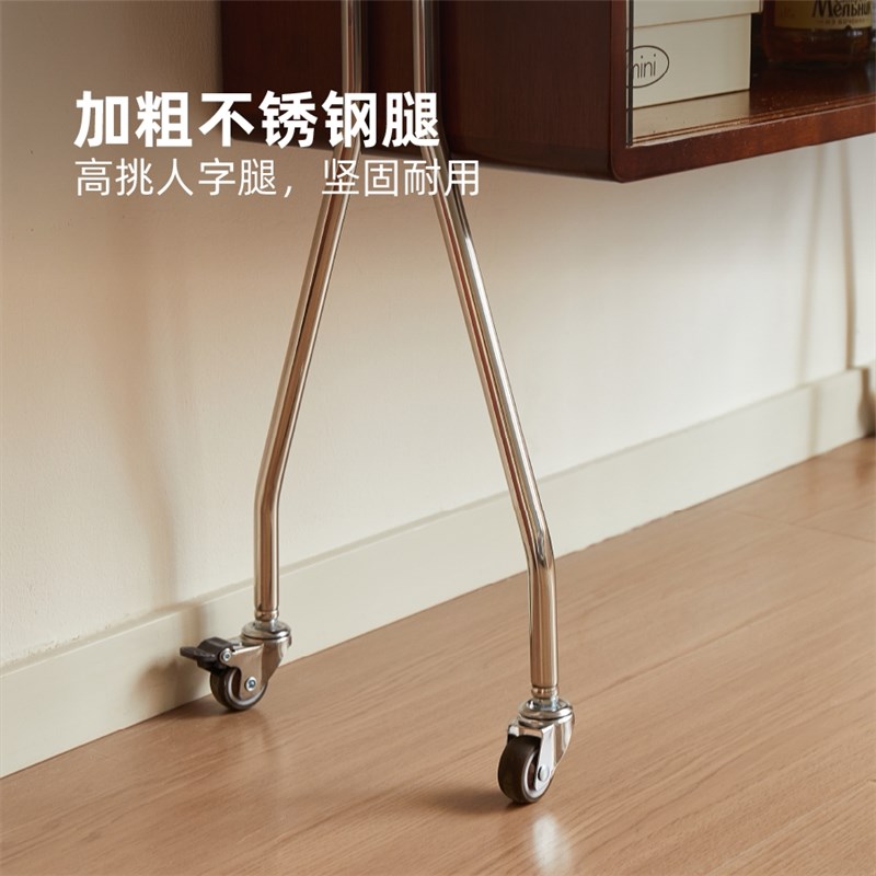 速发实木可移动酒柜客厅家用餐边收纳柜靠墙置物收纳茶水柜展示柜