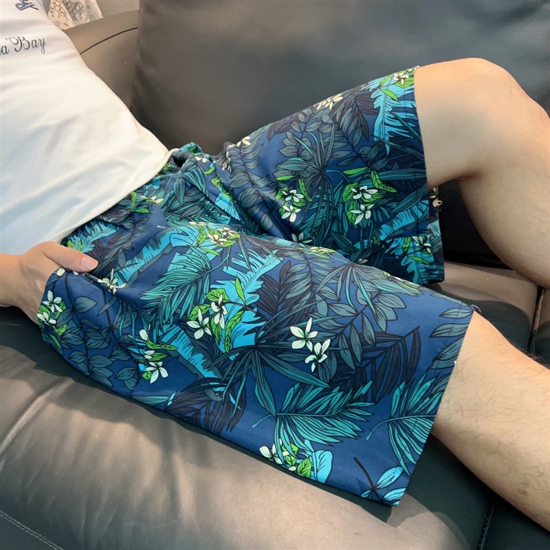 速发夏季男士薄沙滩闲短裤宽松加大裤休人造棉衩裤裤睡裤家居裤子