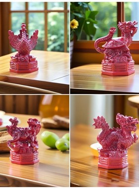 速发玄神兽摆件仿铜青龙白虎朱雀四红木武四方神四神大兽办公室客