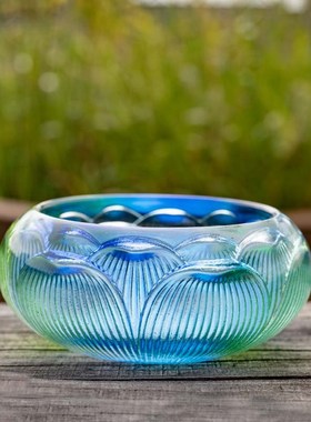 速发古法琉璃莲花水杯手工意禅佛前佛杯净水杯居家装饰用品供具用