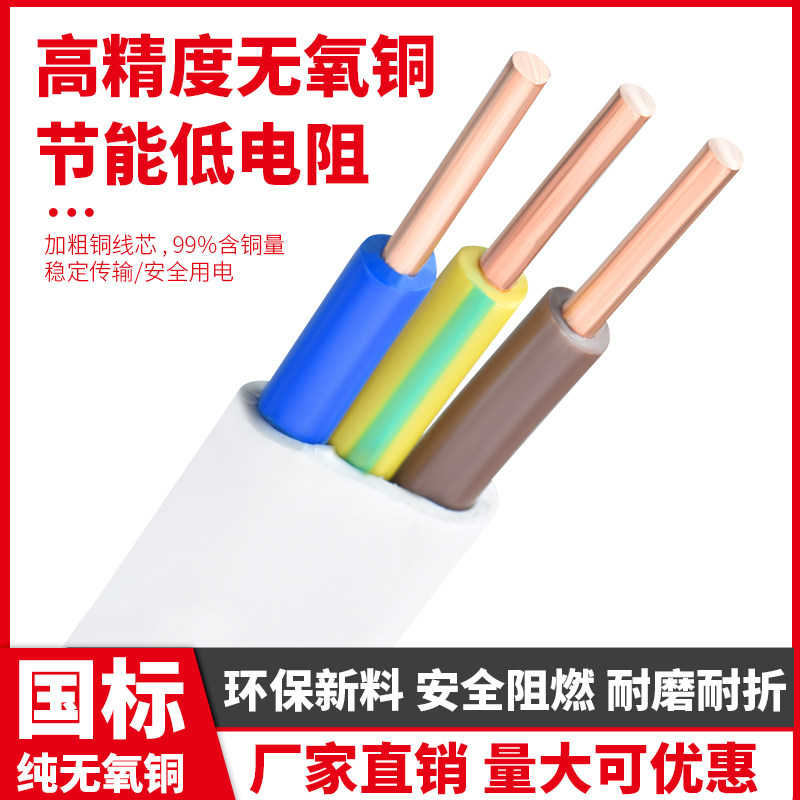 速发国标BVVB护套线2芯芯1 1.5 2.5平方白色平行线纯铜家用硬线