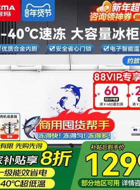澳柯玛商用冷藏保鲜冷冻冰柜大容量冰箱一级能效速卧式海鲜冻冷柜