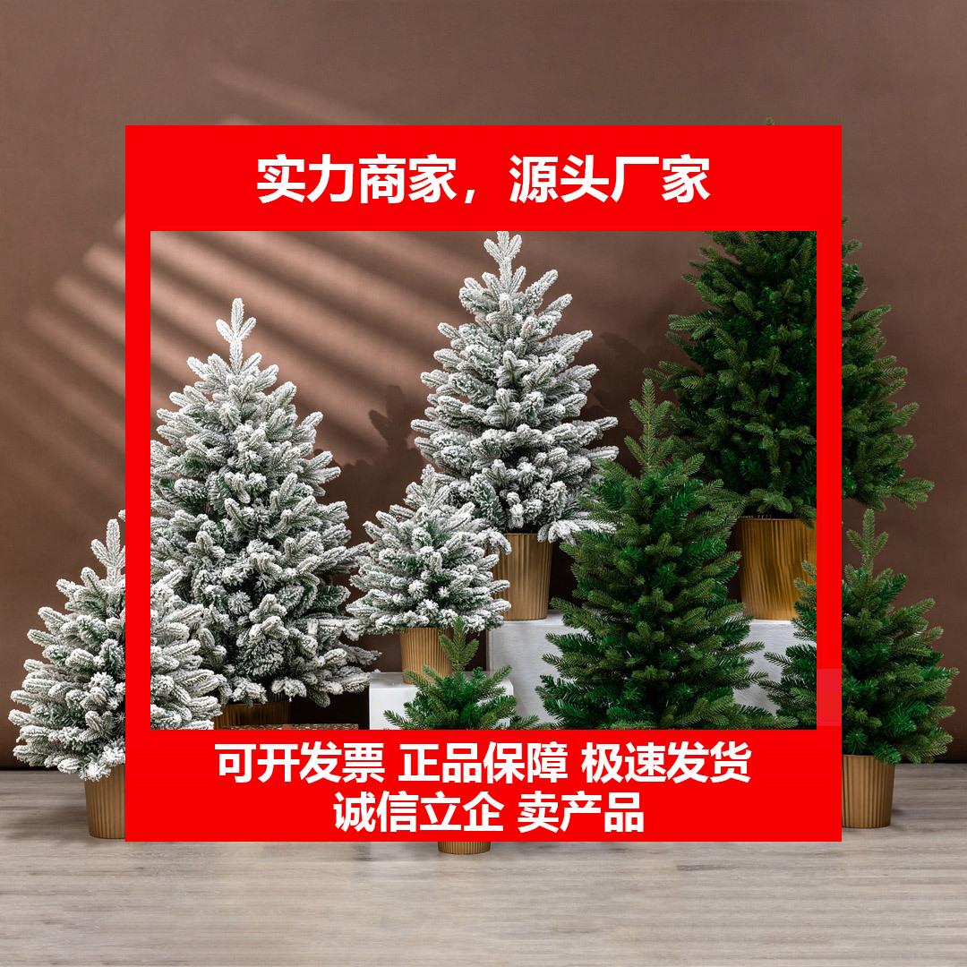 新款桌面小型圣诞树家用积雪PE仿真树商场橱窗装饰品摆件
