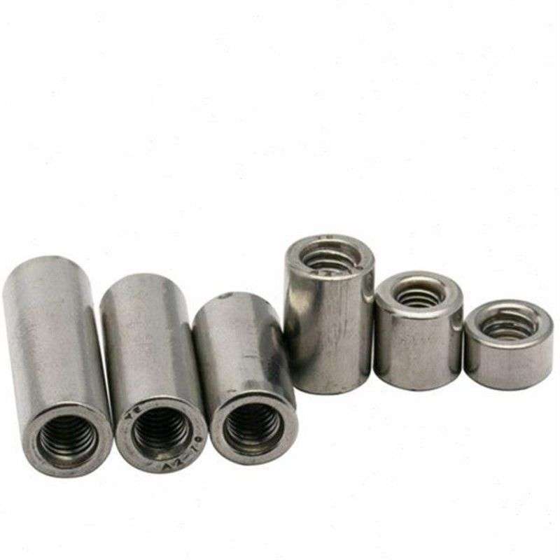 304不锈钢加长加厚六角圆柱通丝焊接螺母M4M5M8M10MW12加长圆螺母