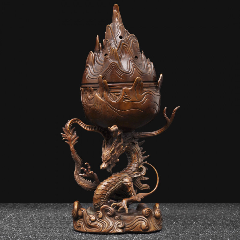 紫铜色御龙博山炉家用茶室中式摆件室内香熏炉盘香炉檀香沉香薰炉,家居饰品,桌面摆件,淘宝优惠券,粉丝福利购,淘宝优惠卷