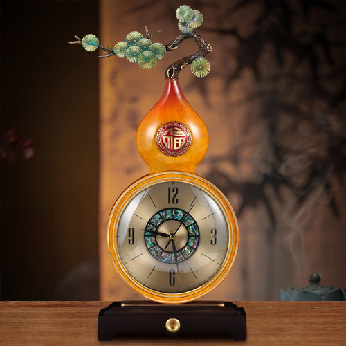 彩铜福气临门葫芦座钟客厅台式