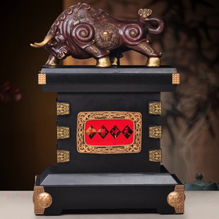 彩铜牛势冲天落地摆件天道酬勤牛市招财公司办公室装饰品开业礼品