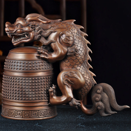 紫铜蒲牢摆件龙生九子风水摆设