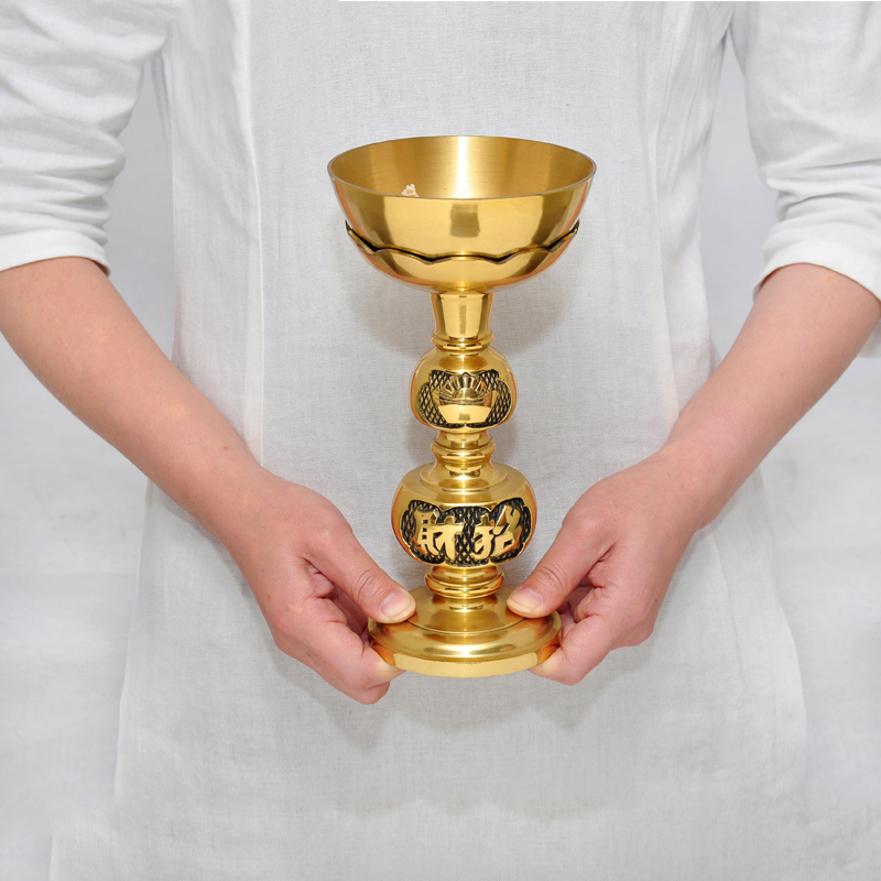 元宝铜碗酥油灯长明观音灯佛前供奉财神油灯佛具用品佛灯摆件供佛