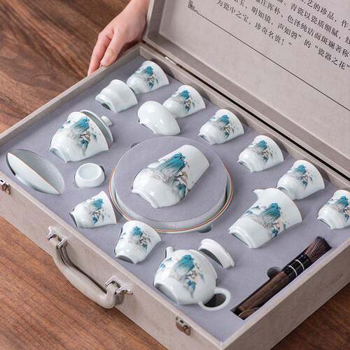 具中式陶CJ231001瓷茶套装手用绘家盖碗户外旅具行茶配件
