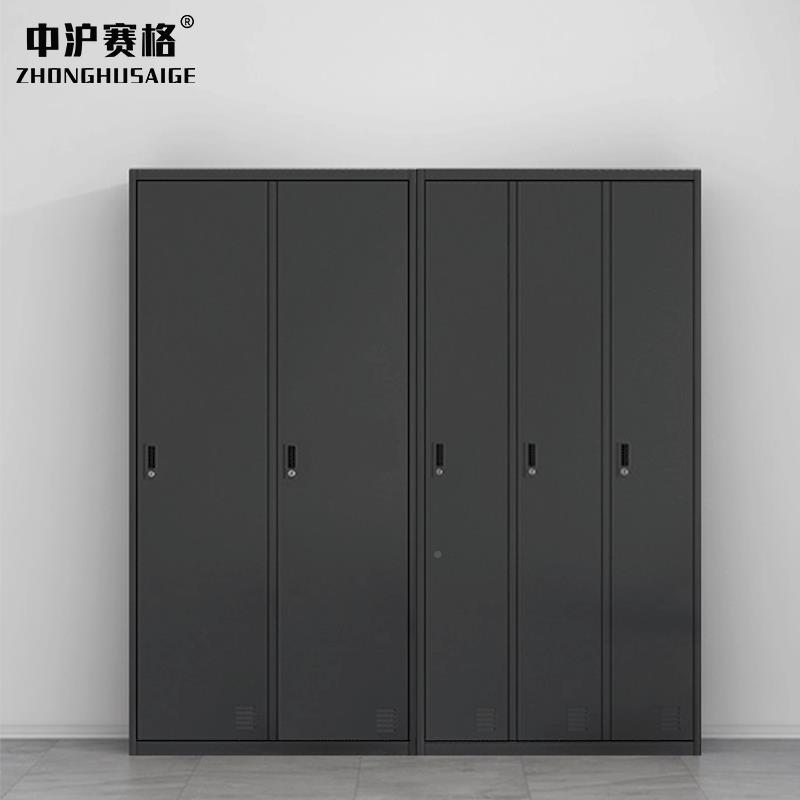 钢制黑色更衣柜铁皮房柜四厚SG-5211六九门健身收纳柜员宿舍加储