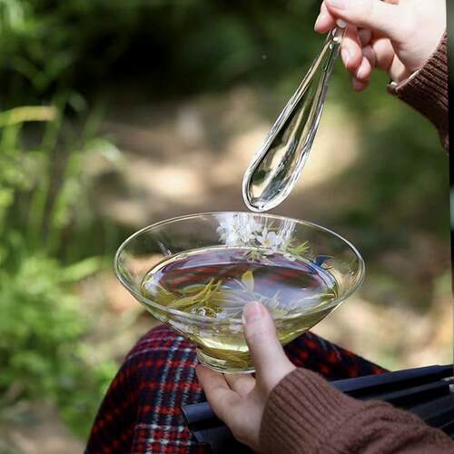 宜碗茶话绿茶斗笠透明冷泡分茶器碗耐热高温玻璃茶绿茶室cg-dllcw