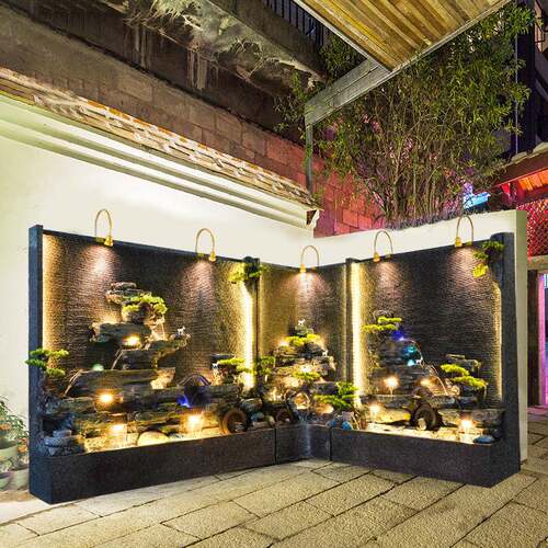 大型水墙流墙屏风隔断别幕墅院子酒店水景观假XDL山水流水喷山泉