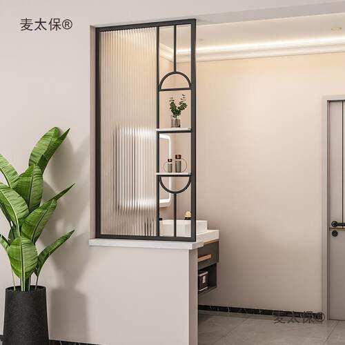 半墙置物隔断玻璃屏风入户玄关卫生间洗手台装饰客厅餐厅遮麦太保