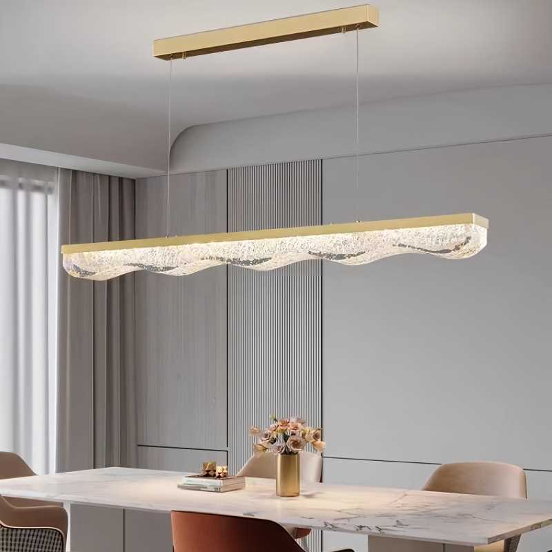 现代简约餐厅吊灯极简创意长条形餐桌灯树脂前台吧台一字LED灯具图片