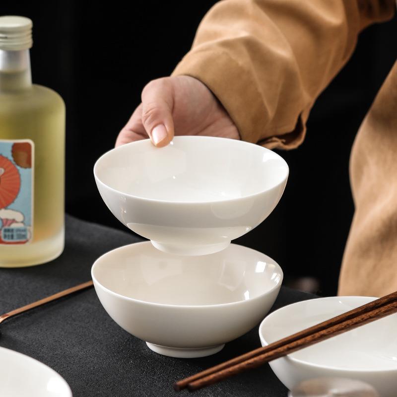 纯白色MHA陶瓷用碗简餐具小饭微波炉粥碗约汤碗商陶瓷碗创意图片