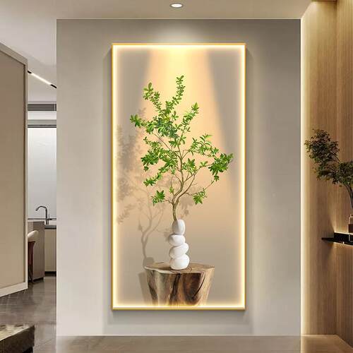 北欧影风现代小玄关装饰画光绿HM-015植氛围感发光壁画走廊过道挂