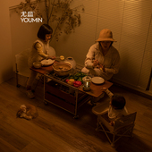 尤皿 j实木客厅小桌子复古色露营茶桌围炉煮茶移动茶水 烟火茶几