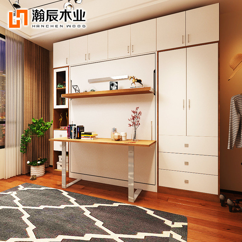 隐形床衣b柜一体折叠多功能书桌式沙发壁床墙床隐藏式床家用书柜