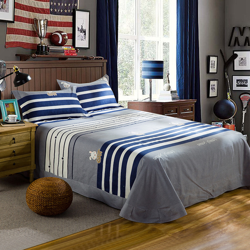 纯棉磨毛床单单件加厚春秋床品全棉布女被单子单双U人加大圆角床