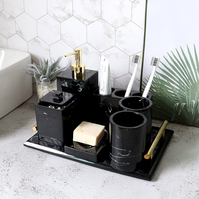 卫生间浴室卫浴洗漱用品套装组合洗E手台托盘轻奢漱口杯套件牙刷