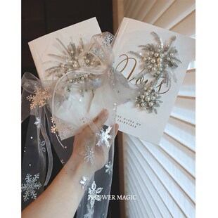 珍珠蕾丝水钻烟花仙气新娘t新郎结婚礼誓言卡致辞卡宣誓卡烫金手