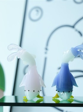 琉璃手工艺品可爱歪头情侣鸭桌面A摆件治愈解压微笑鸭创意手办礼