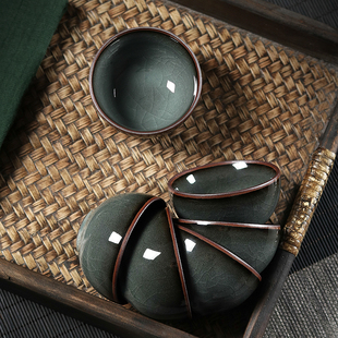 龙泉青瓷功夫茶品茗杯手工主人z杯单杯哥窑冰裂陶瓷茶碗盏茶具家