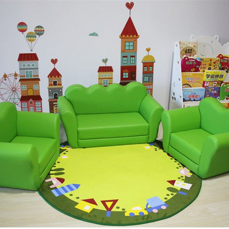 儿童懒人阅读区小沙发组合套装女孩公主宝N宝粉红爱心幼儿园沙发