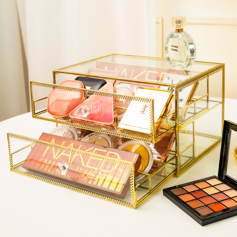 眼影粉饼b口红盒化妆品收纳盒桌面防尘气垫腮红分隔式梳妆台整理