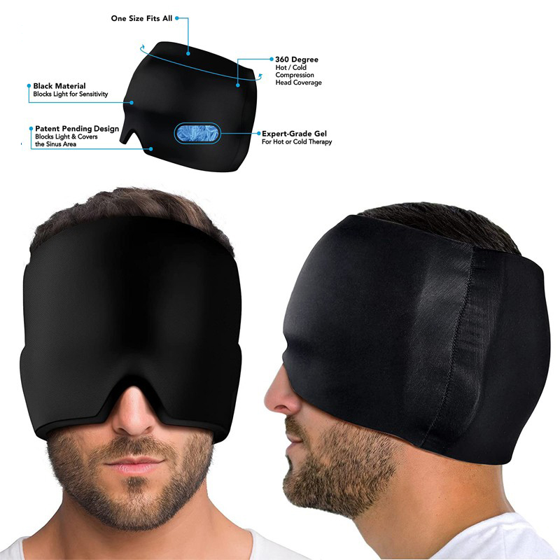 夏季冷敷睡眠头套眼罩凝胶冰帽头部眼部L物理降温冰缓解头痛遮光