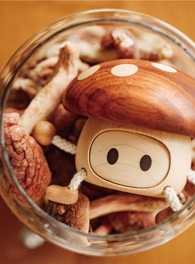 原上城小花菇蘑菇可爱实木创意摆件日常送礼M送女友可爱小物件饰