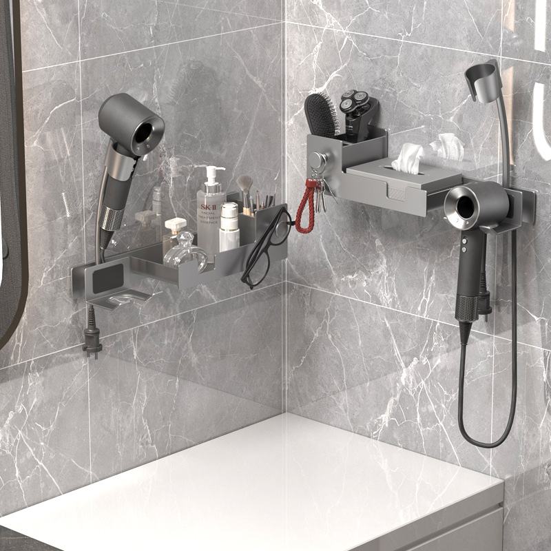 免打孔吹风机置物架壁挂式免手持旋E转懒人支架卫生间浴室储物收