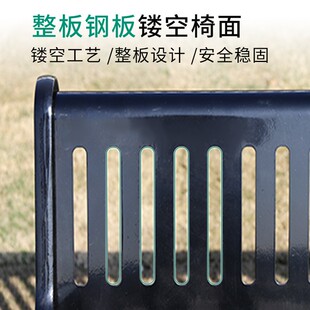 户外铁艺公园h椅双人黑色金属室外长椅子靠背小区广场焊接公园座
