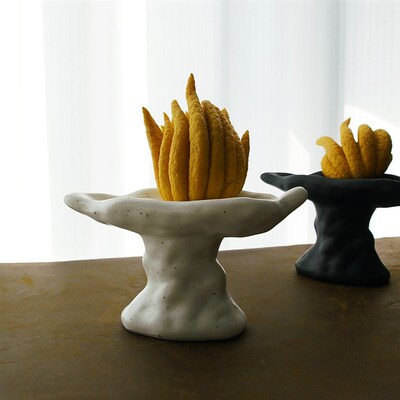 放佛手柑瓜果的托盘高脚高颜值陶瓷花瓶器皿盘R子创意桌面摆放个