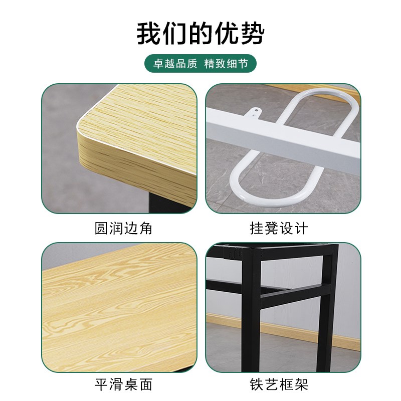 员工食堂不锈钢餐桌椅工r厂饭面馆学生餐厅小吃店挂凳快餐桌椅组