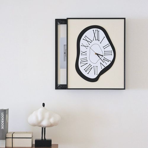 电表箱装饰d画带钟表达利异形复古时钟电箱遮挡挂钟静音玄关挂画