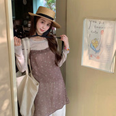 赵幺妹 女夏新款 可露丽 碎花荷叶边叠穿吊带背心裙连衣裙短裙罩衫