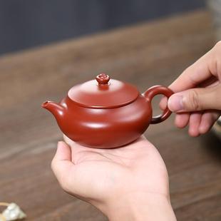 纯全手工朱泥大红袍球孔明炉壶笑樱壶家用泡茶壶茶具 宜兴紫砂壶