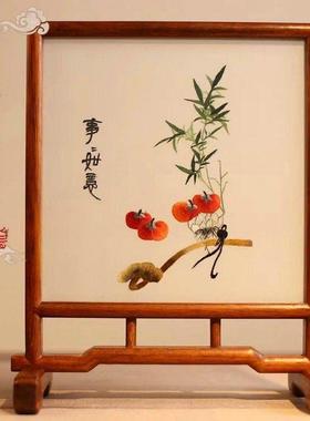 采购产品苏州手工绣花摆件，古董双面绣花桌屏风，桌面小屏风，家