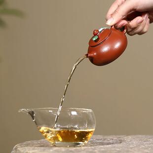 宜兴紫砂壶原矿小煤窑朱泥全手工寒江80ML小品光素自用功夫泡茶壶
