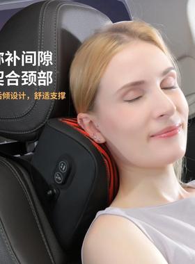 车载枕敷按摩背靠汽车靠枕护腰垫电动按摩WBV头枕热腰靠护颈套装
