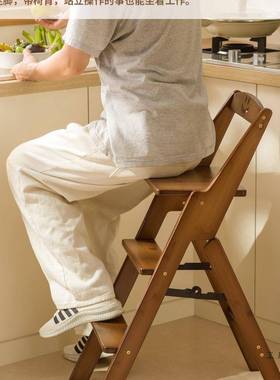 可折叠NBF多功梯凳家两用登高梯能凳子用厨房子爬高凳加厚带靠背