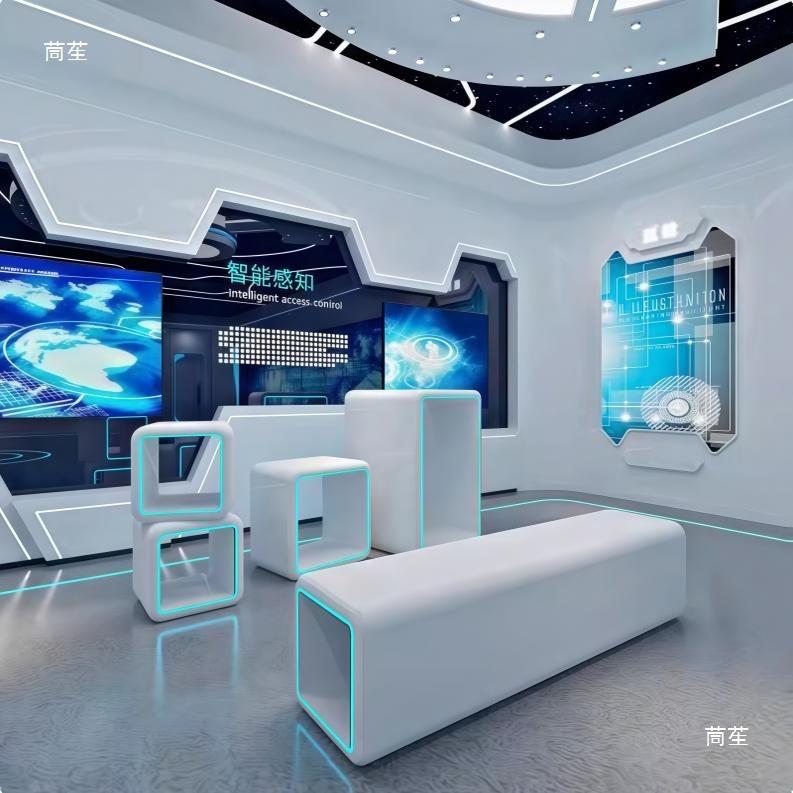 展厅示台异形烤光漆展台形展柜科技馆陈列柜创意圆展发台中154岛