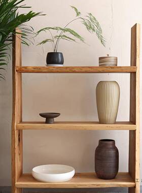 老柏木博古架诧架寂柜风置物实木复古书架落71283书陈地列架原木