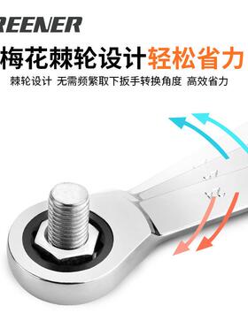 扳绿林快速扳手套装/镜面两扳手用FPE双头呆板双向棘轮省力手套手