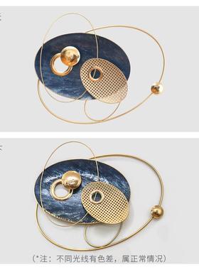 简约现WYO代立体属铁艺壁饰客厅装奢饰挂件轻创意金饰家居墙面软